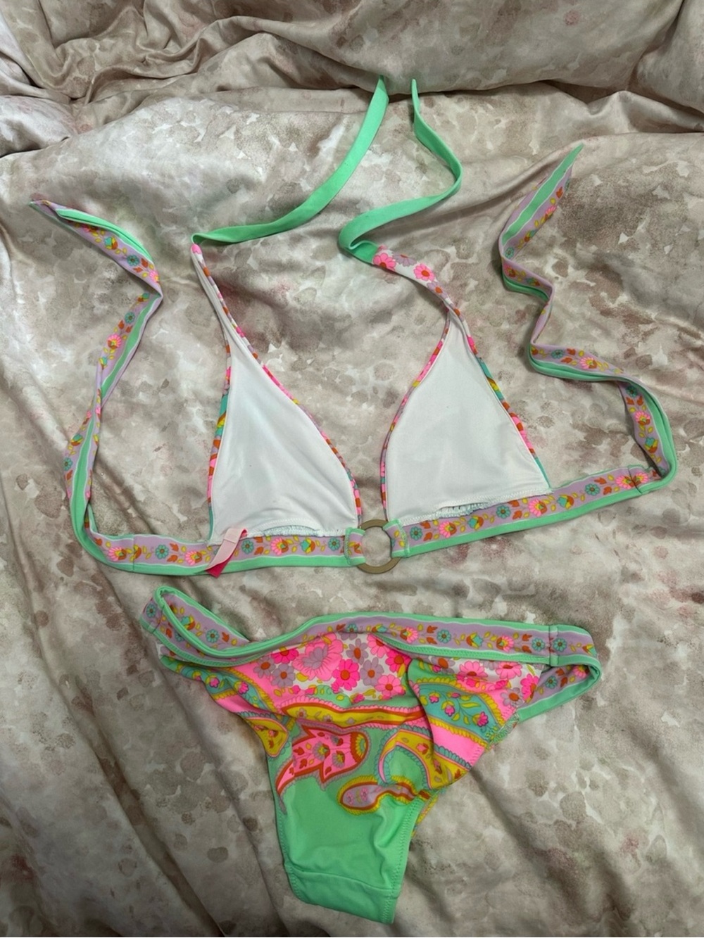 Victoria’s Secret Mint & Pink Floral Bikini Set - Picture 3 of 4